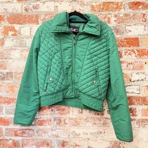 Vintage 1980s Serac Kelly Green Quilted Puffer Ski Jacket